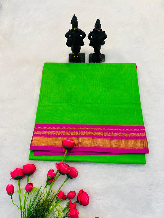 Parrot Green Akshata Pure Cotton Saree | With Unstitched Blouse Piece For Women