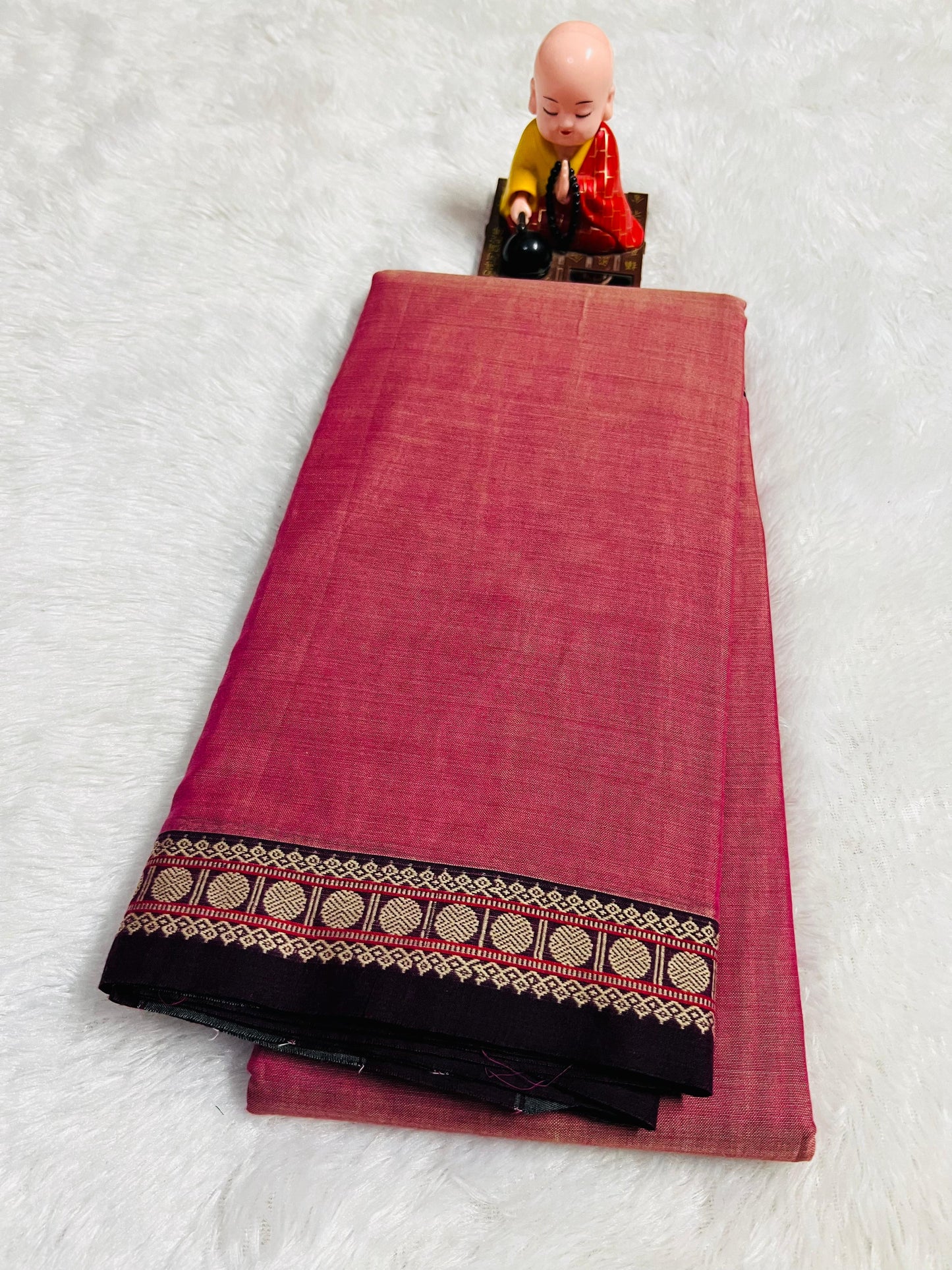 Peach Rudrakshi Narayanpeth Cotton Saree | With Unstitched Blouse Piece For Women
