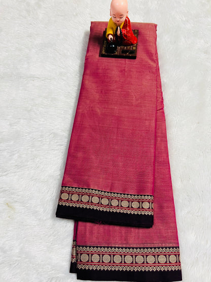 Peach Rudrakshi Narayanpeth Cotton Saree | With Unstitched Blouse Piece For Women
