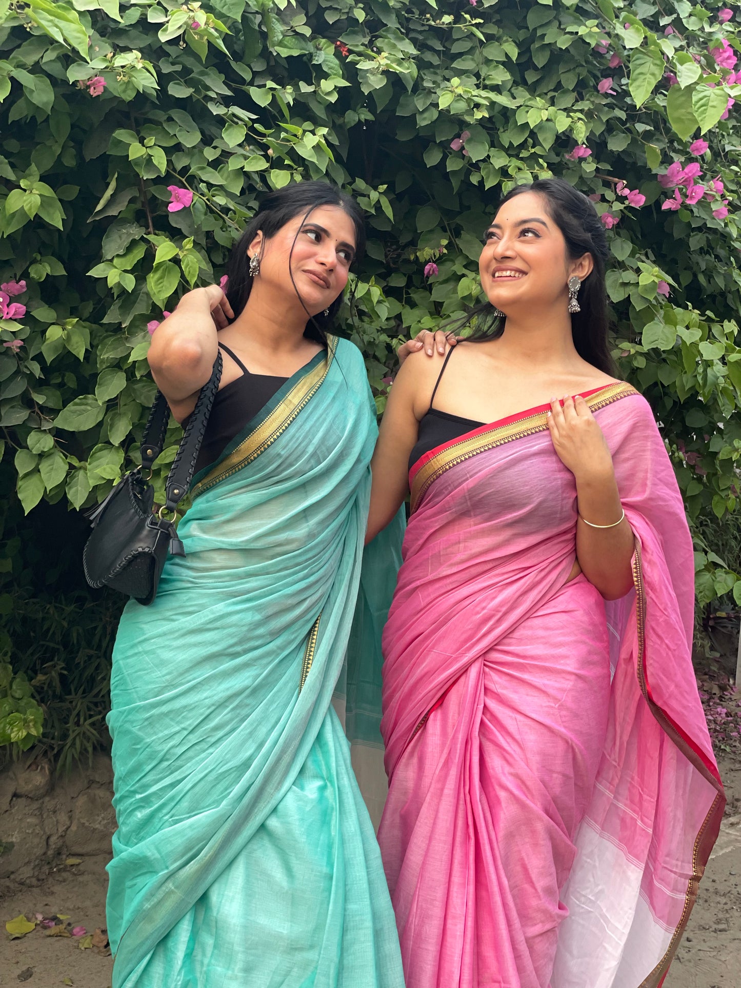 Pink Akira Narayanpeth Cotton Saree | With Unstitched Blouse Piece For Women