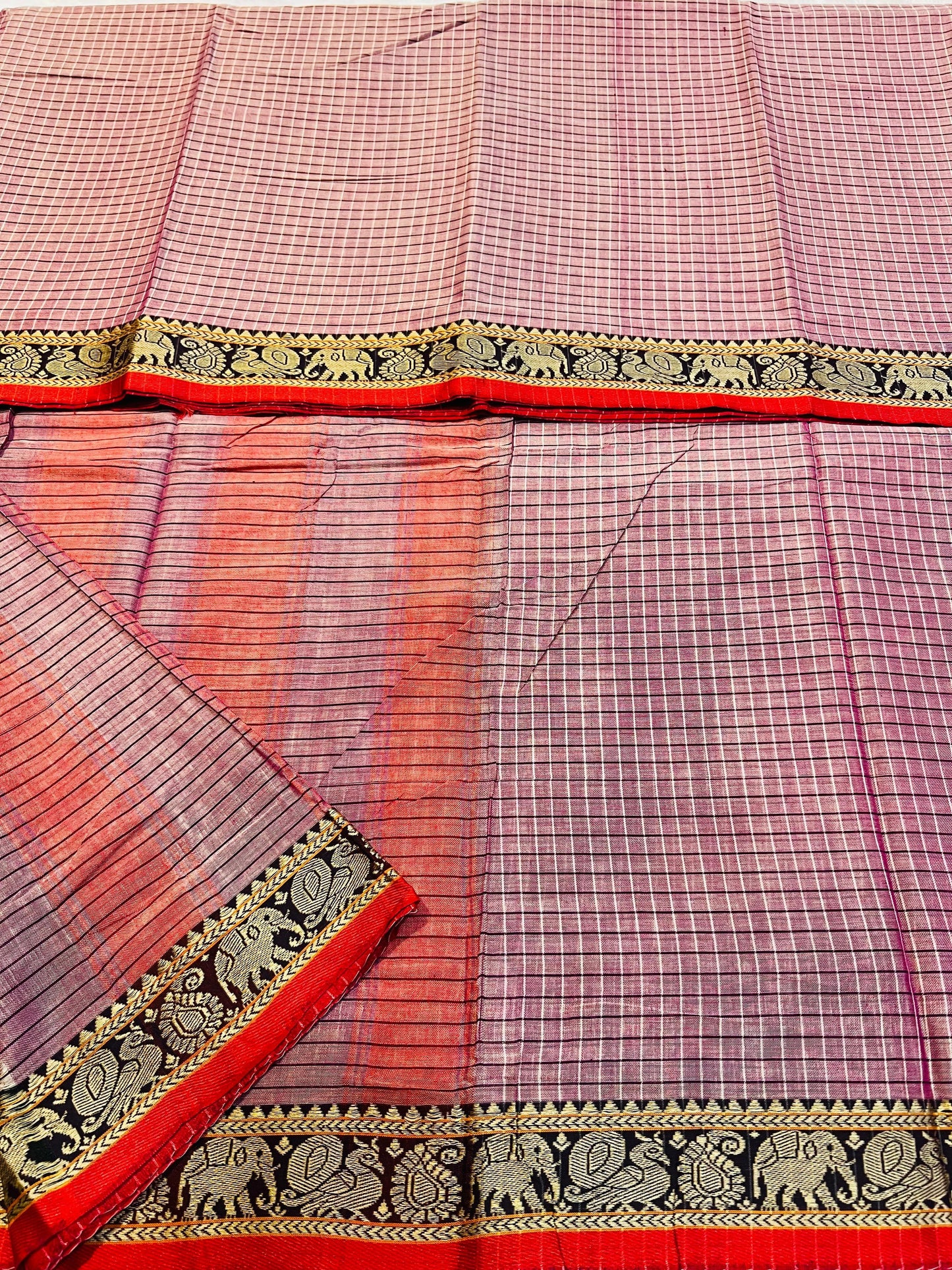 Pink Veda Narayanpeth  Cotton Saree | With Unstitched Blouse Piece For Women