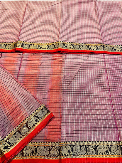 Pink Veda Narayanpeth  Cotton Saree | With Unstitched Blouse Piece For Women
