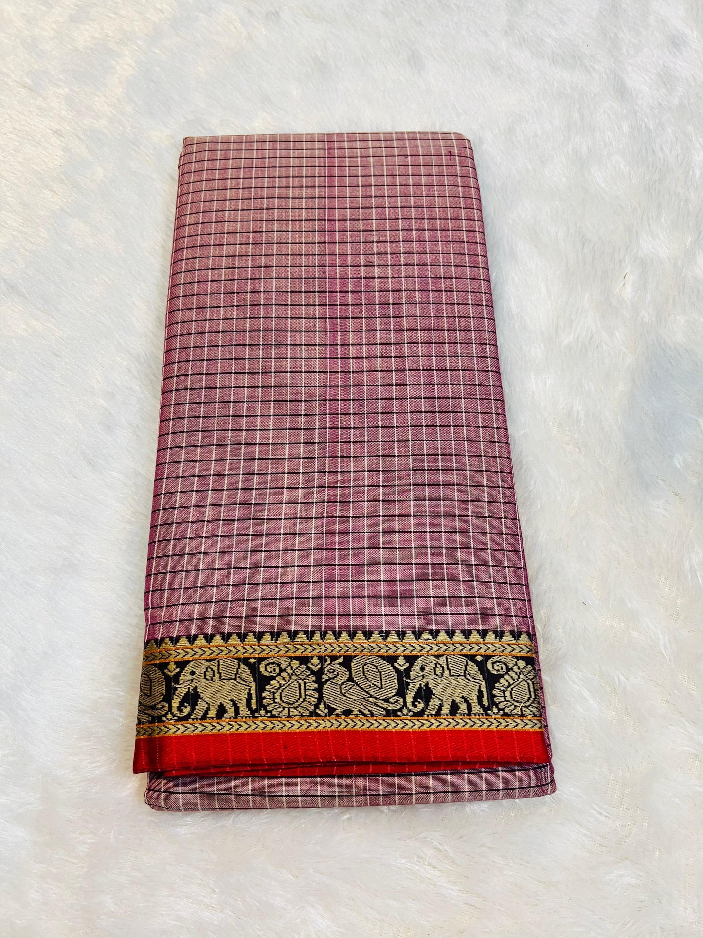 Pink Veda Narayanpeth  Cotton Saree | With Unstitched Blouse Piece For Women
