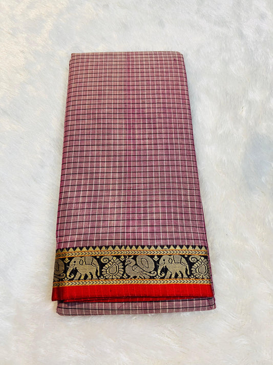 Pink Veda Narayanpeth  Cotton Saree | With Unstitched Blouse Piece For Women