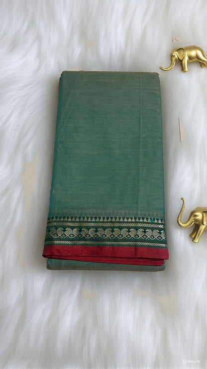 Pista Green Viha Narayanpeth Cotton Saree | With Unstitched Blouse Piece For Women
