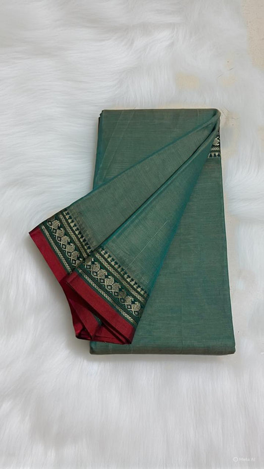 Pista Green Viha Narayanpeth Cotton Saree | With Unstitched Blouse Piece For Women