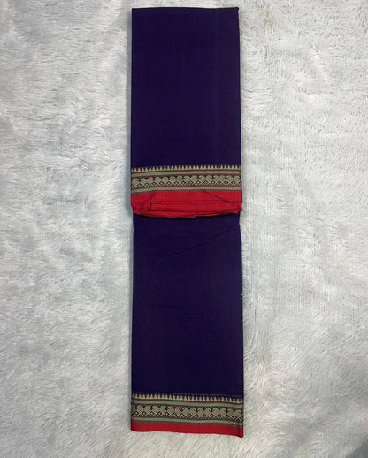 Purple Viha Narayanpeth Cotton Saree | With Unstitched Blouse Piece For Women