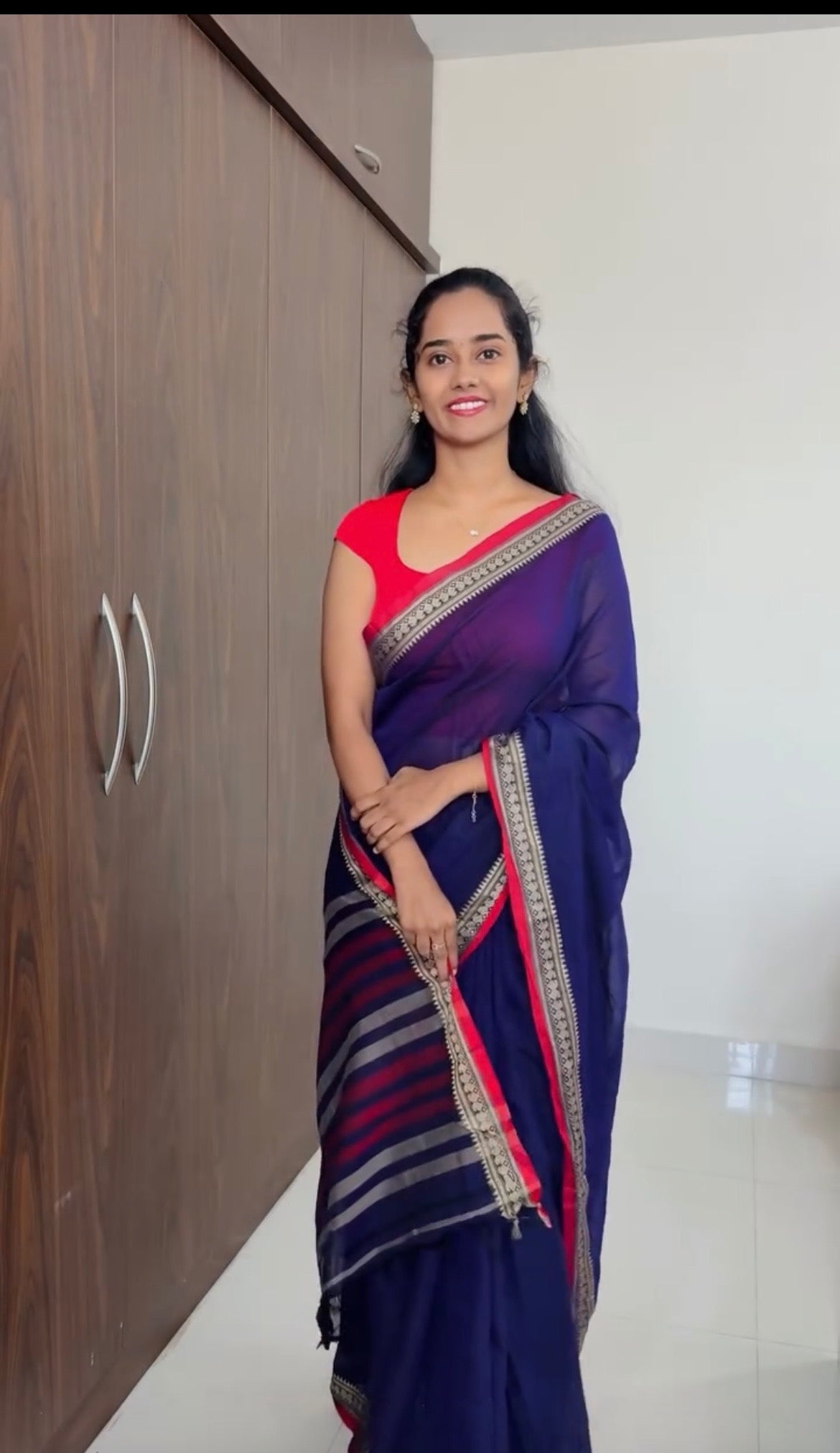Purple Viha Narayanpeth Cotton Saree | With Unstitched Blouse Piece For Women
