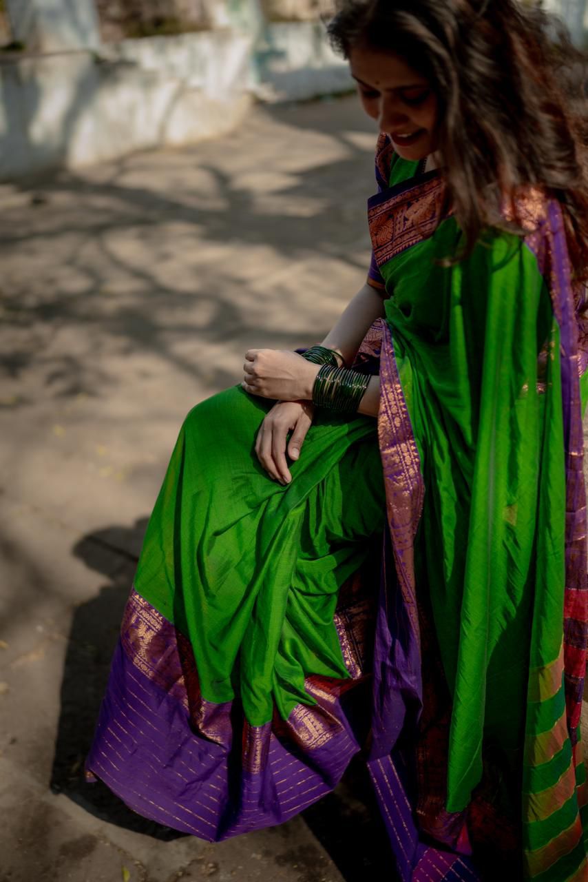 Royal Green Nalini Narayanpeth Cotton Saree