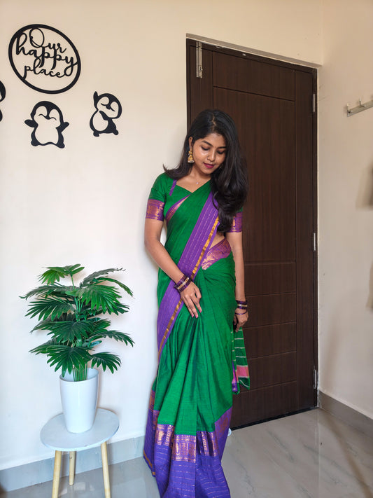Royal Green Nalini Narayanpeth Cotton Saree