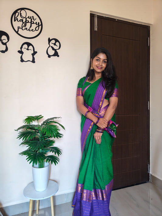 Royal Green Nalini Narayanpeth Cotton Saree