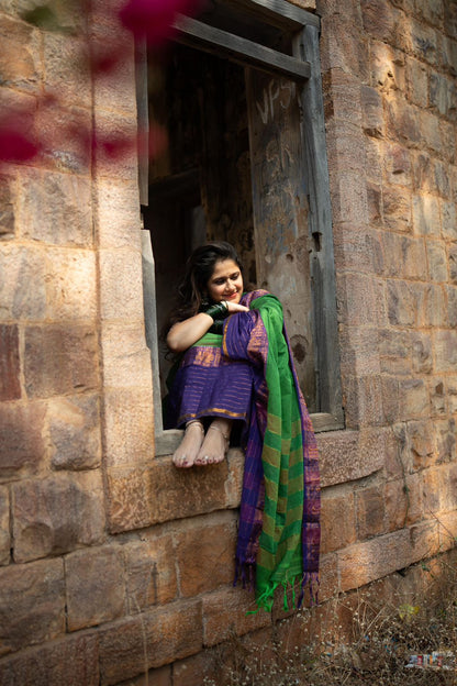Royal Green Nalini Narayanpeth Cotton Saree