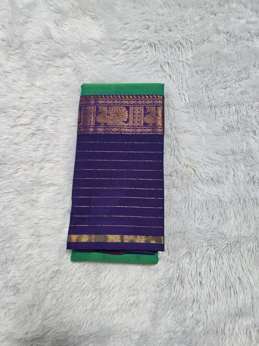Teal Green Nalini Narayanpeth Cotton Saree | With Unstitched Blouse Piece For Women