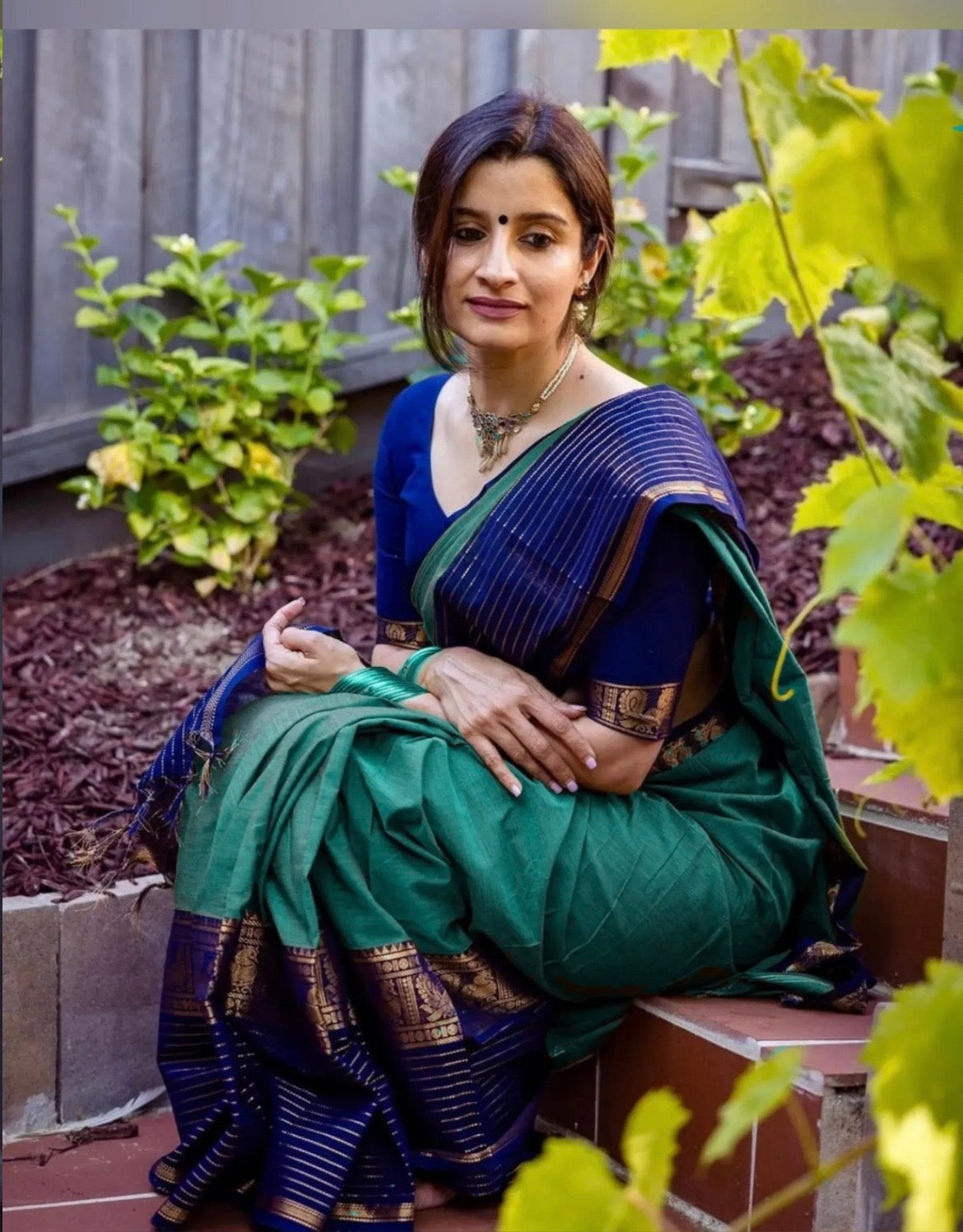 Teal Green Nalini Narayanpeth Cotton Saree | With Unstitched Blouse Piece For Women