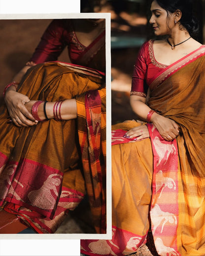 Wooden  Kalastree Narayanpeth Cotton Saree | With Unstitched Blouse Piece For Women