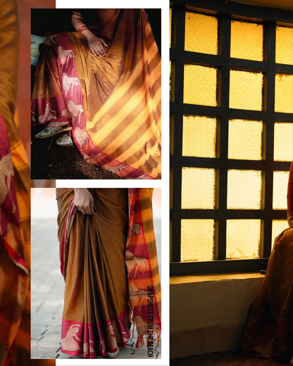 Wooden  Kalastree Narayanpeth Cotton Saree | With Unstitched Blouse Piece For Women