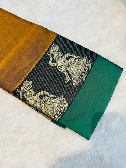 Wooden Meera Narayanpeth Cotton Saree | With Unstitched Blouse Piece For Women