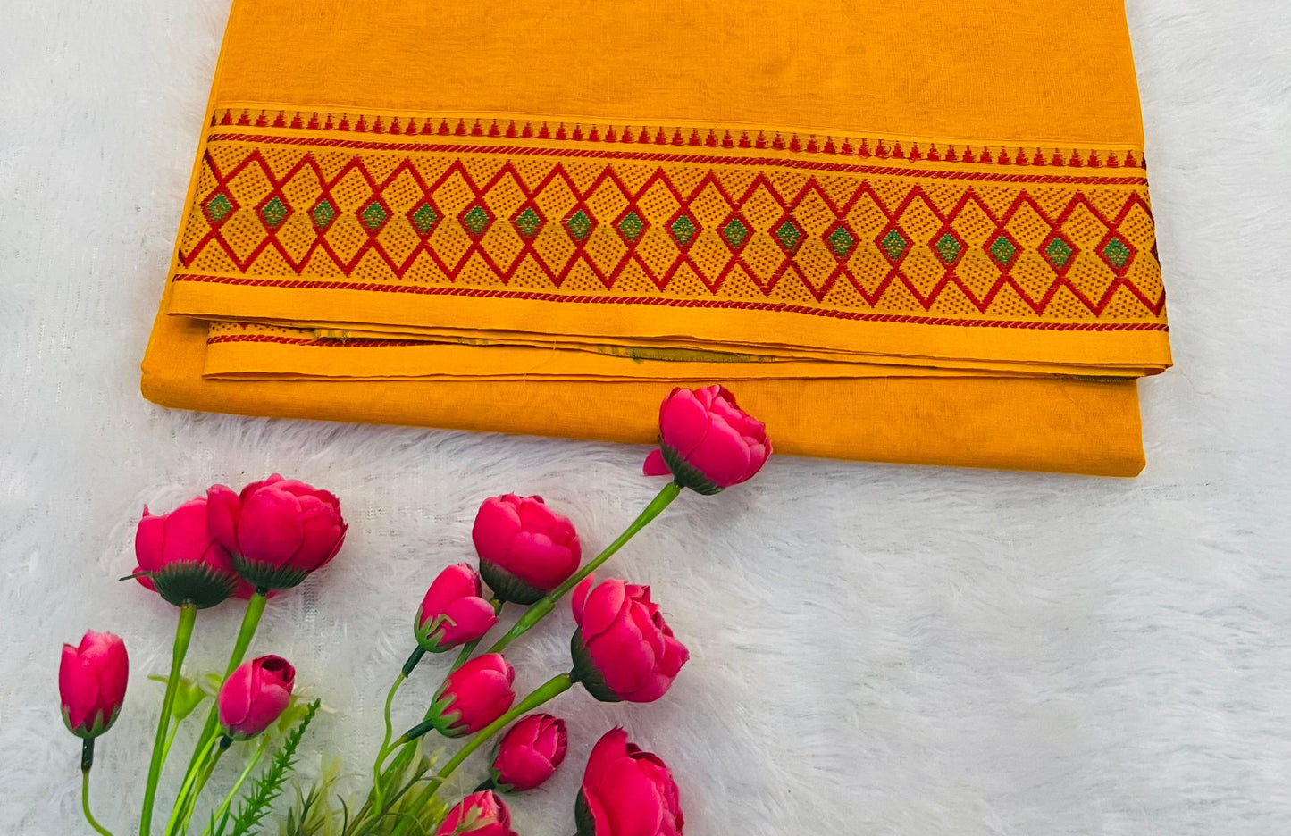 Yellow Siya Pure Cotton Saree | With Unstitched Blouse Piece For Women