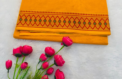 Yellow Siya Pure Cotton Saree | With Unstitched Blouse Piece For Women