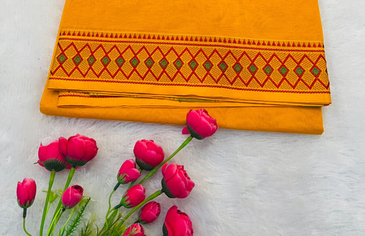 Yellow Siya Pure Cotton Saree | With Unstitched Blouse Piece For Women