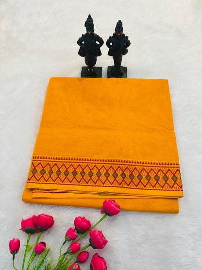 Yellow Siya Pure Cotton Saree | With Unstitched Blouse Piece For Women