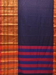 Royal Blue Ayodhya Narayanpeth Cotton Saree | With Unstitched Blouse Piece For Women